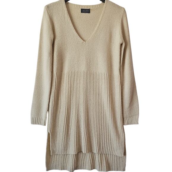 ASTR The Label Beige Ribbed Sweater Dress Size Medium - Picture 6 of 6
